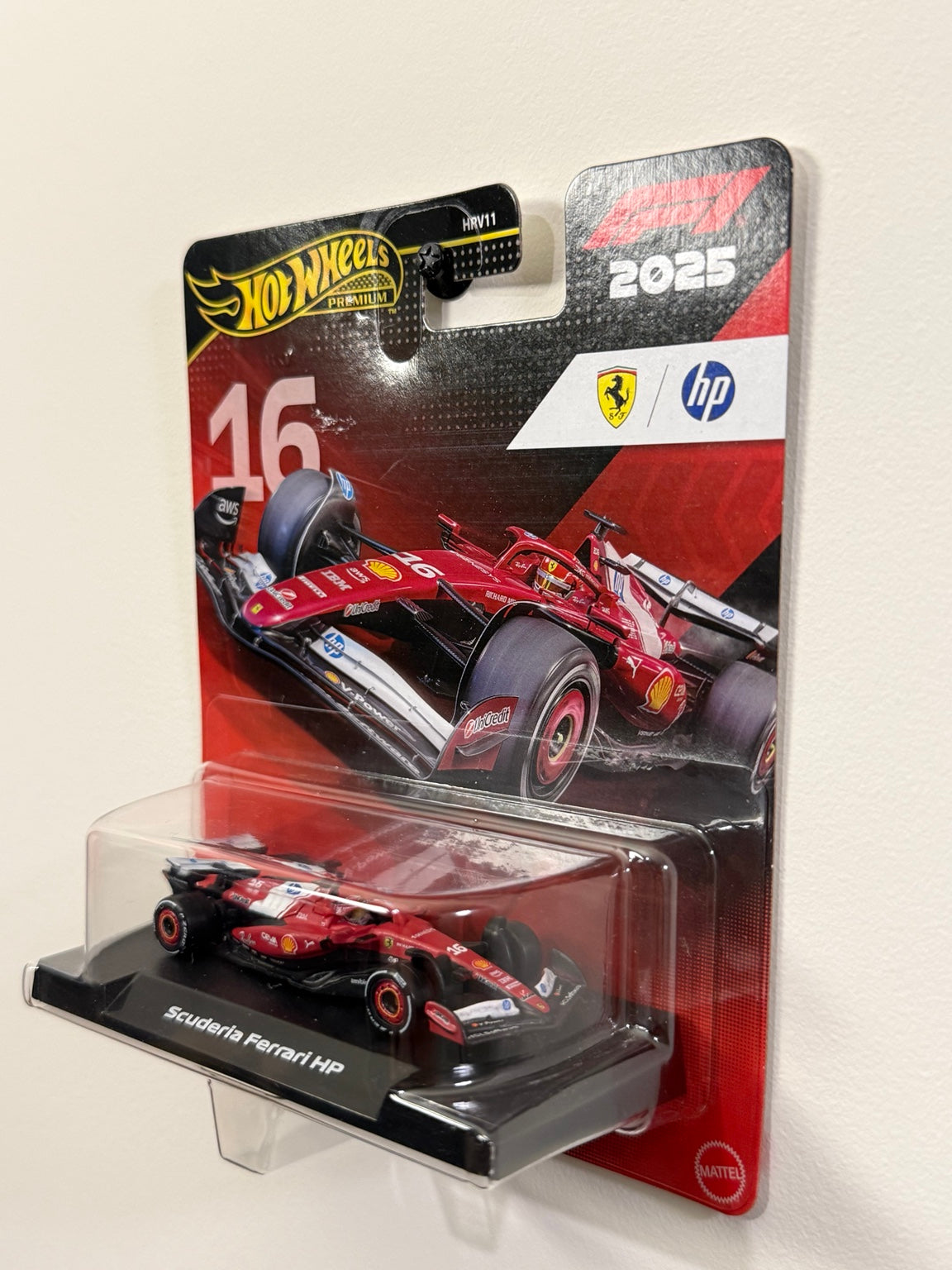 Ferrari #16 Charles Leclerc — damaged card, front quarter view