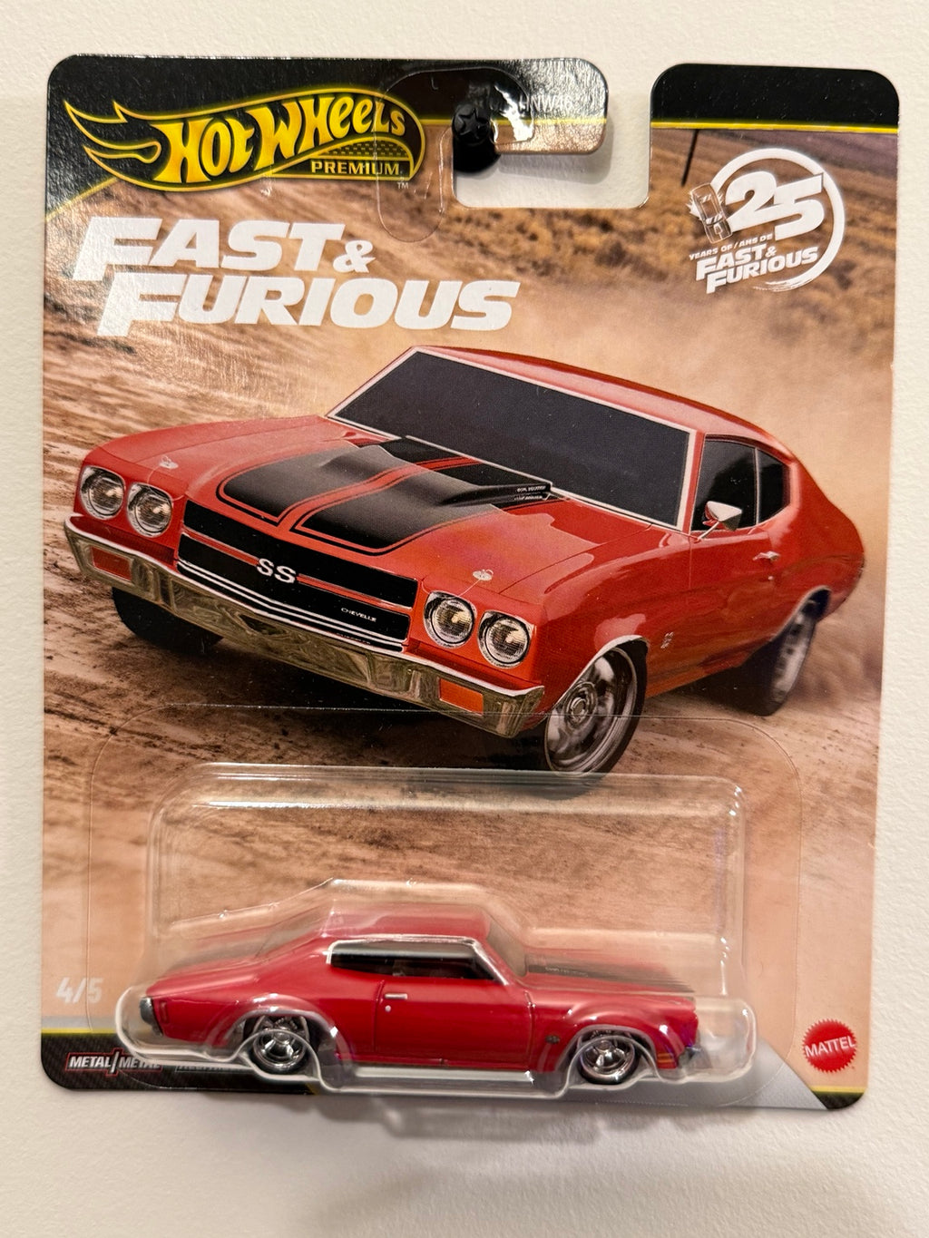 1970 Chevelle SS – Fast & Furious 25th Anniversary – Hot Wheels Premium front packaging