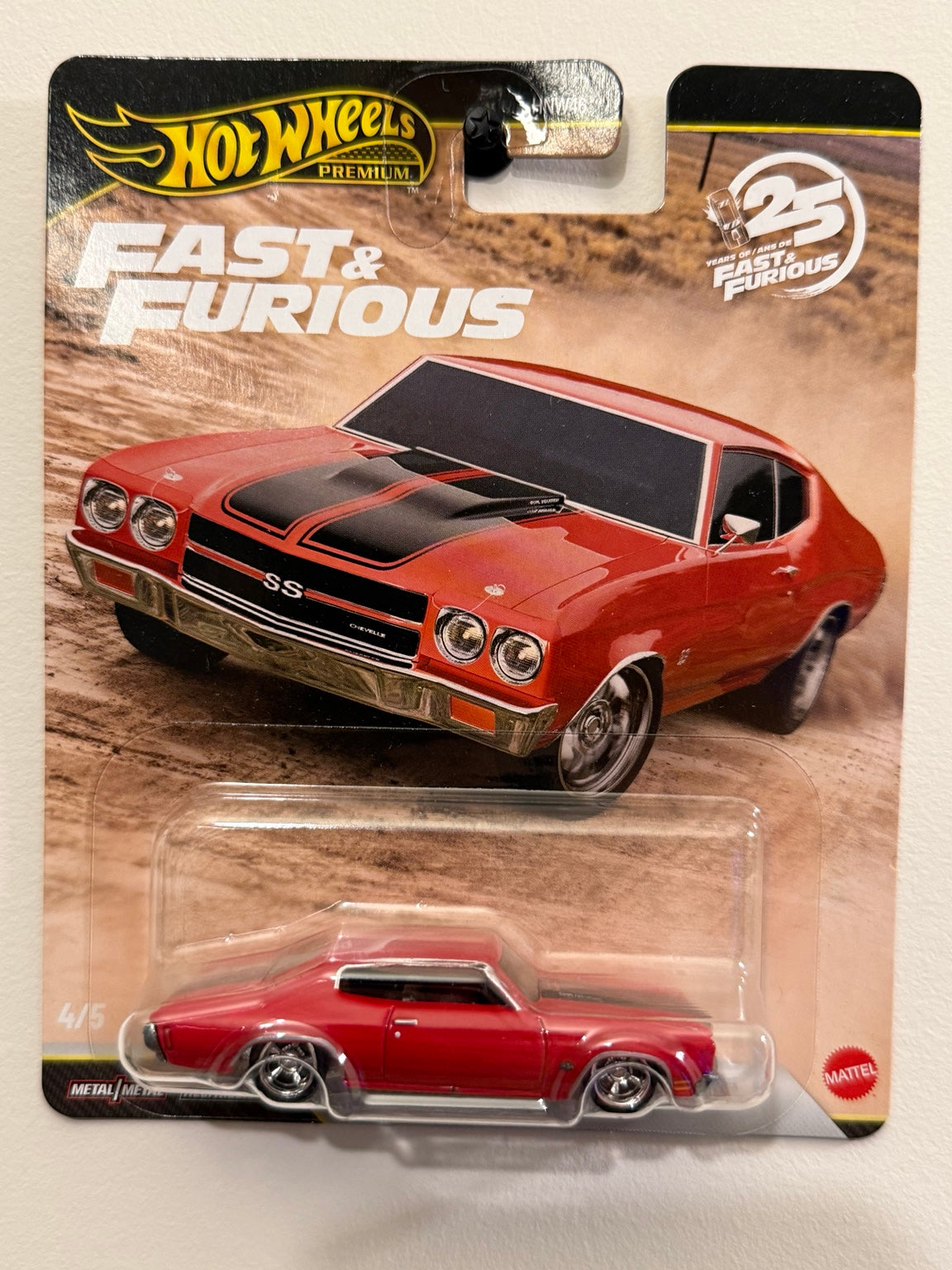 1970 Chevelle SS – Fast & Furious 25th Anniversary – Hot Wheels Premium front packaging