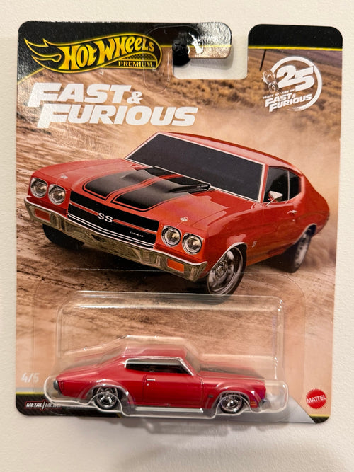 1970 Chevelle SS – Fast & Furious 25th Anniversary – Hot Wheels Premium front packaging