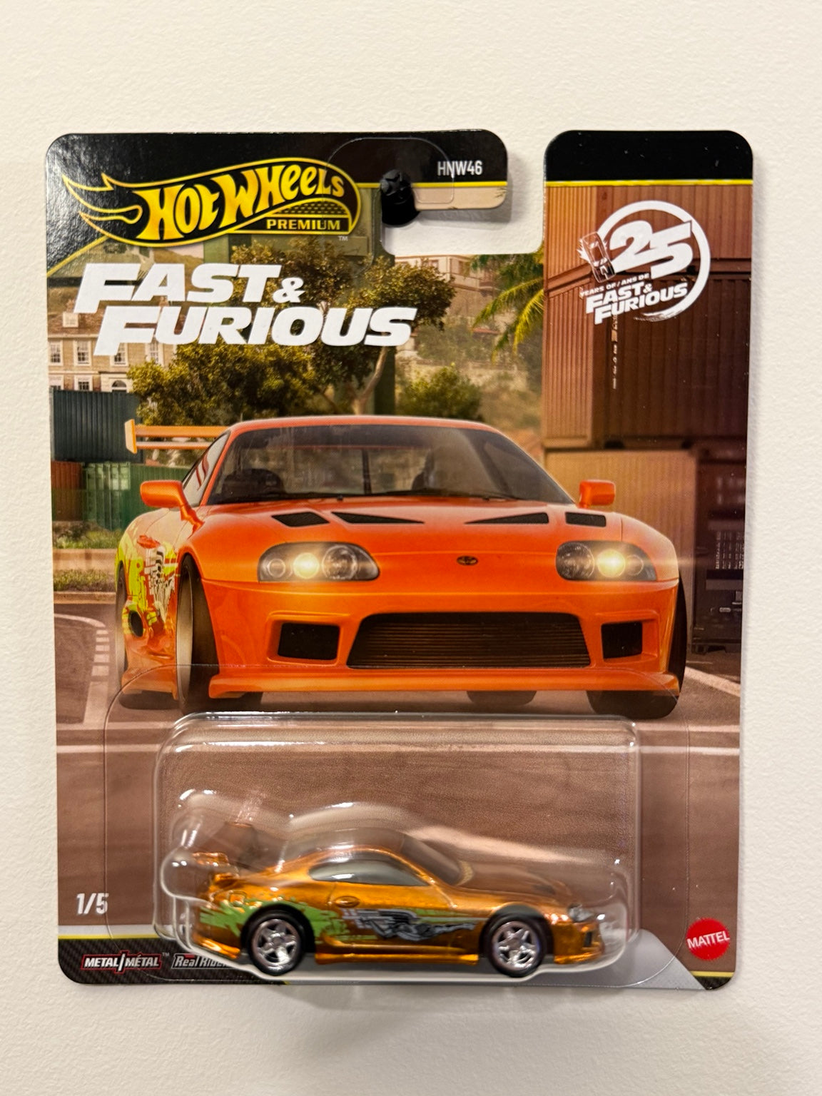 Toyota Supra Chase – Fast & Furious 25th Anniversary – Hot Wheels Premium front packaging
