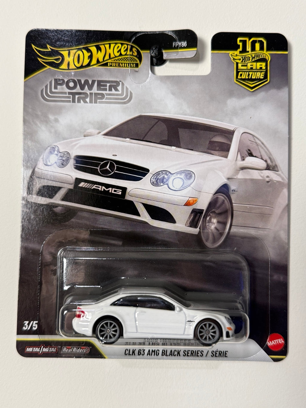 2008 Mercedes-Benz CLK 63 AMG Black Series – Car Culture: Power Trip – Hot Wheels Premium front packaging